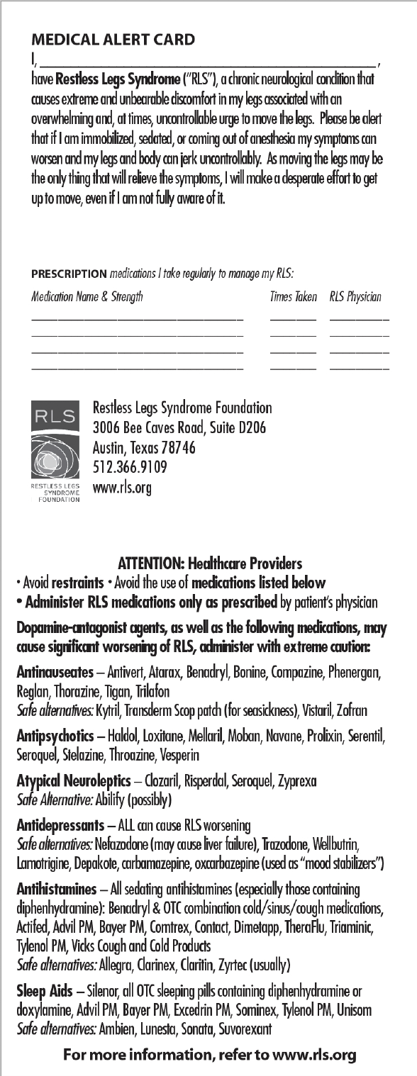 Medical Alert Card - 2017